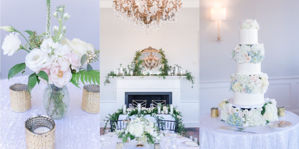 indoor wedding reception floral details