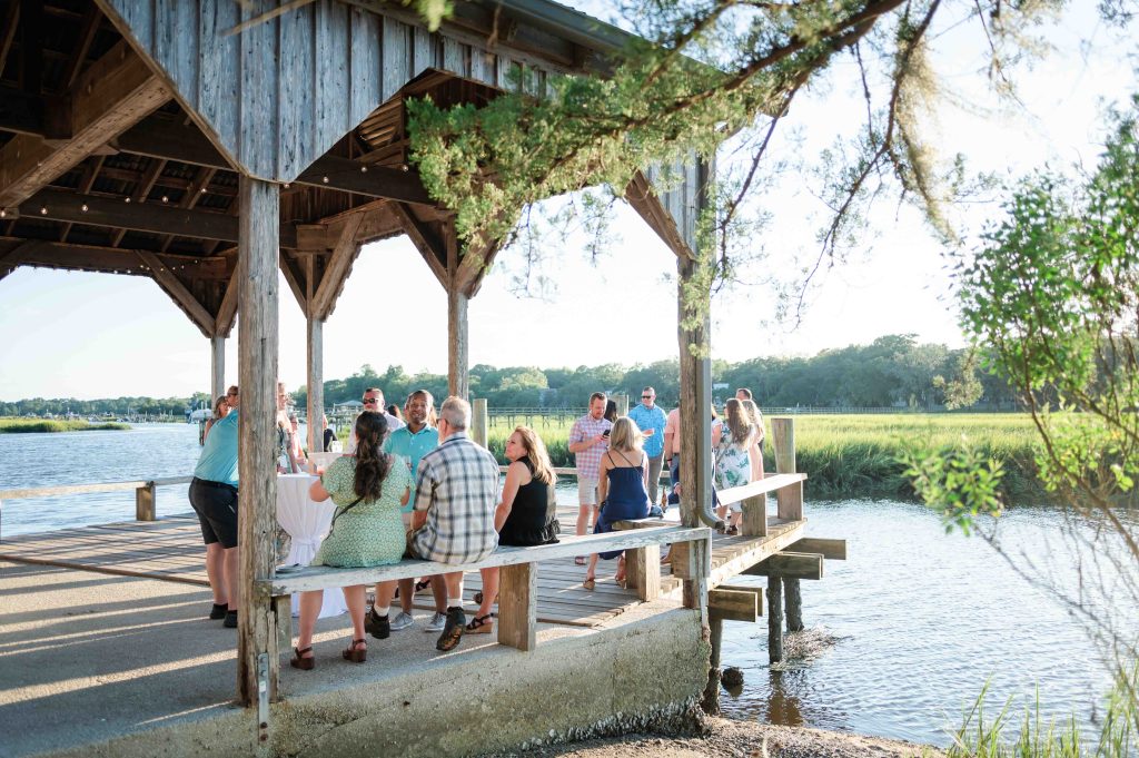 Cocktail hour at the Cotton Dock at Boone Hall