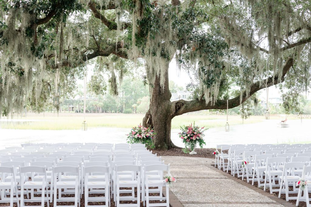 Outside Wedding Ceremony Dunes West Club
