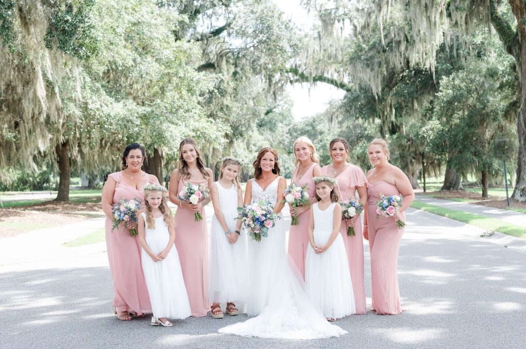 Bridal Party on Dunes West Country Club driveway