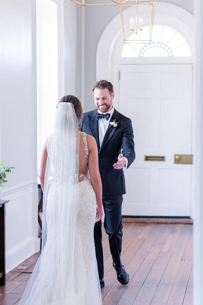 Groom's excited reaction to seeing bride for the first time