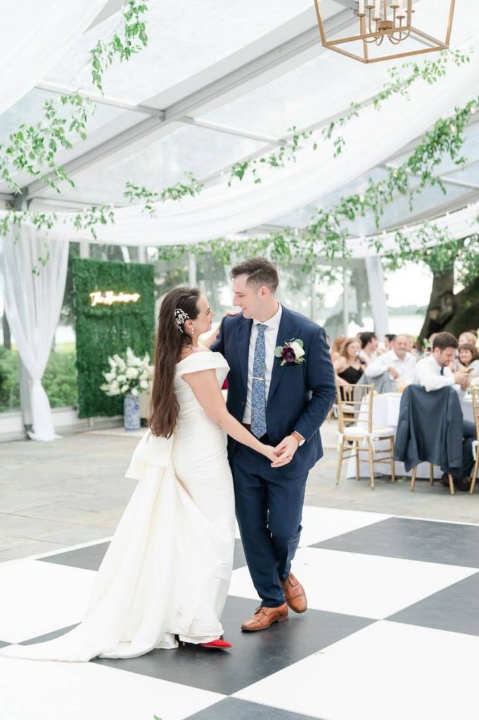 Newlyweds first dance at wedding reception