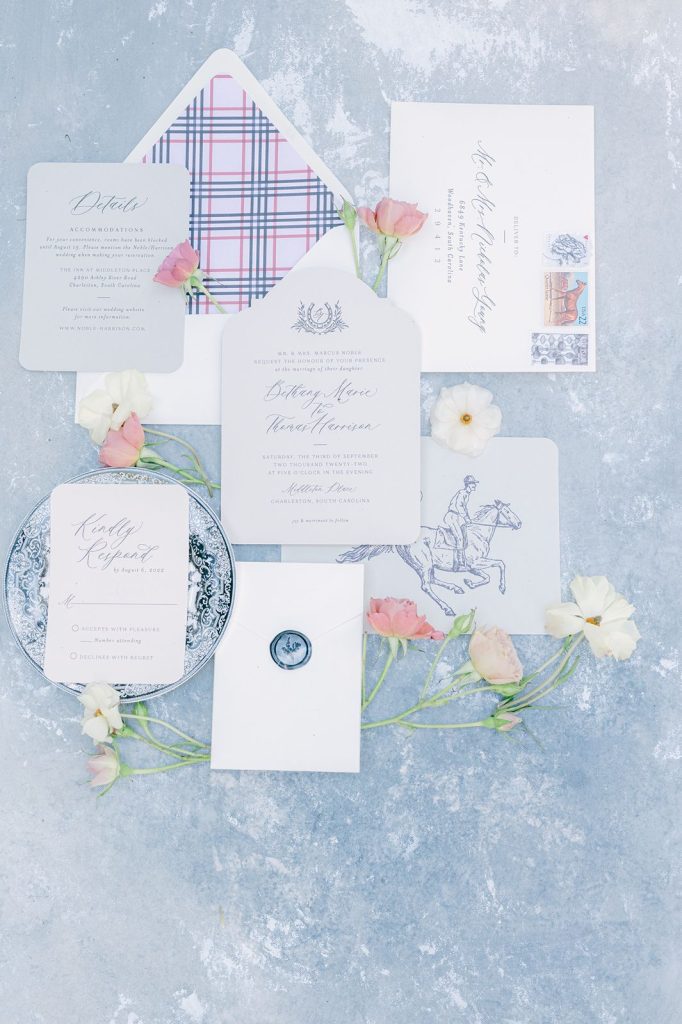invitation suite for equestrian themed wedding