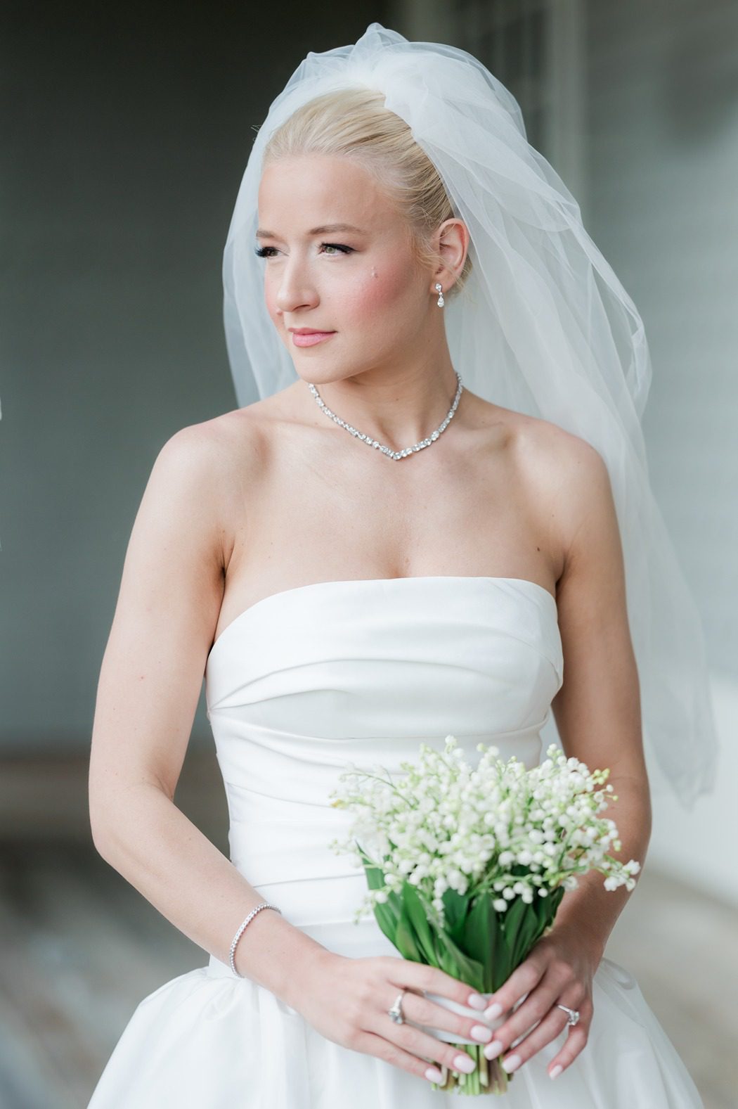 bridal portrait of bride looking off camera