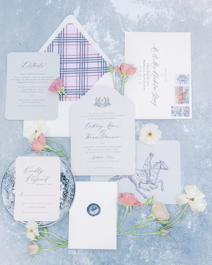 invitation suite for equestrian themed wedding
