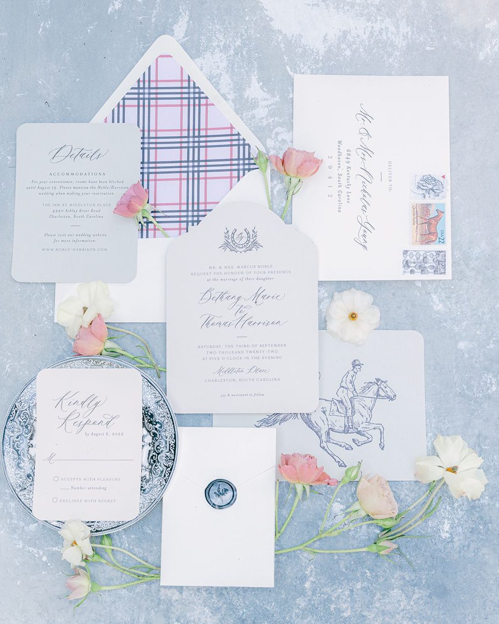 invitation suite for equestrian themed wedding