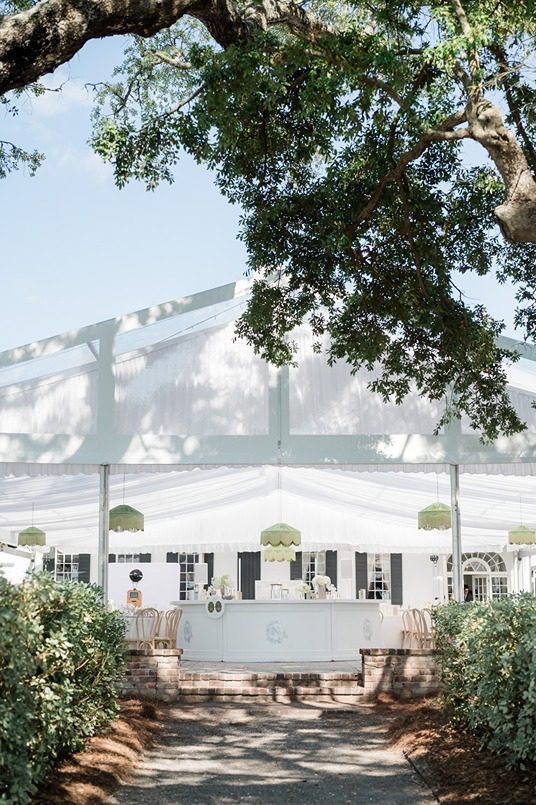 Reception tent at Lowndes Grove wedding venue