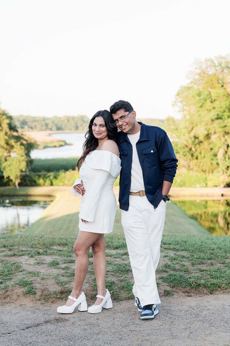 Proposal photographer photographing a couple moments after saying yes at Middleton place