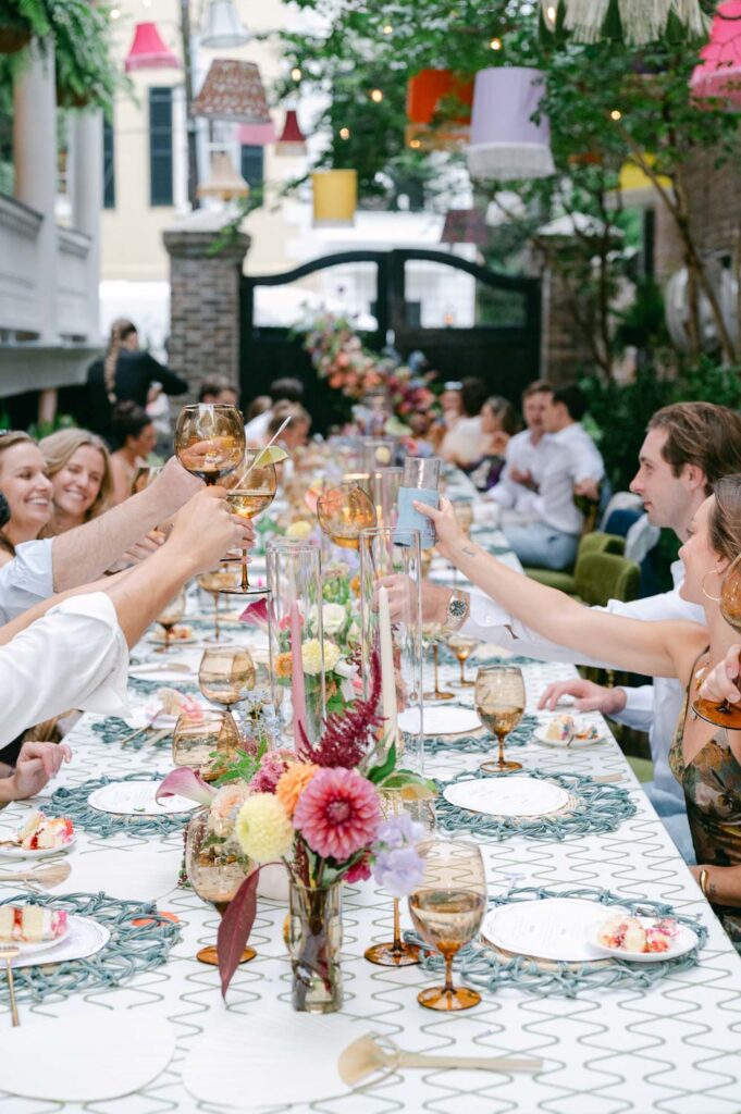 guests toasting at outdoor Wedding Reception at the Parsonage